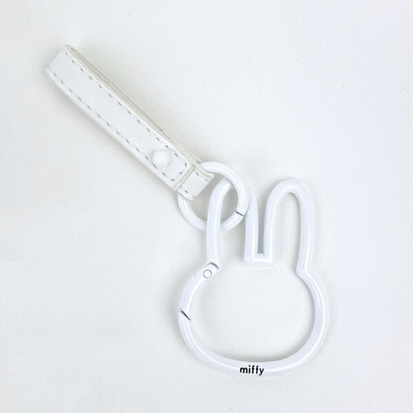  ミッフィー カラビナ スマートキーホルダー ホワイト ストラップ フェイス miffy カー用品