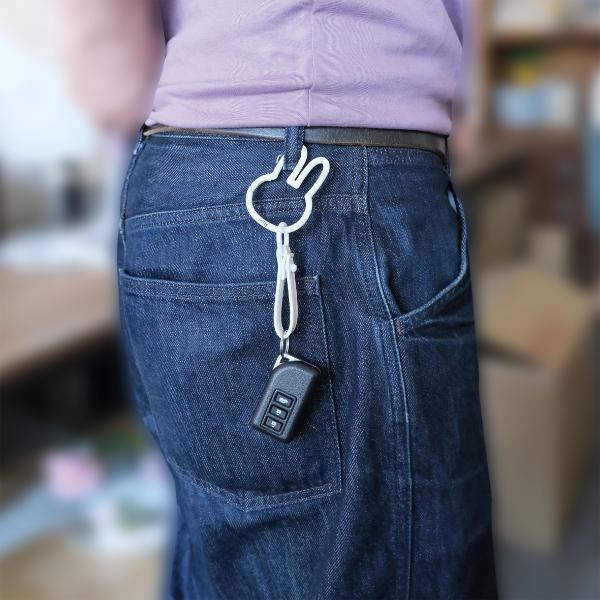  ミッフィー カラビナ スマートキーホルダー ホワイト ストラップ フェイス miffy カー用品