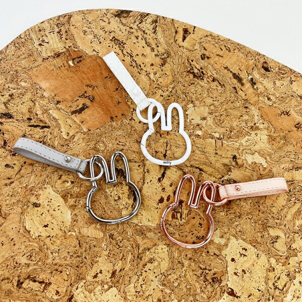 ミッフィー カラビナ スマートキーホルダー シルバー ストラップ フェイス miffy カー用品