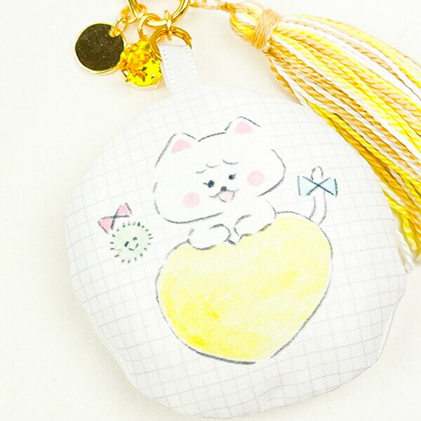 ほわころくらぶ ふわふわクッションとタッセルのバッグチャーム ハート しろころんちゃん グリーン