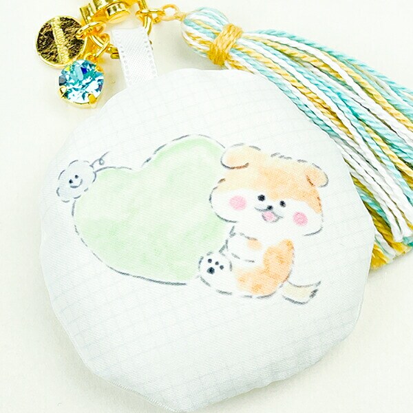 ほわころくらぶ ふわふわクッションとタッセルのバッグチャーム ハート しばころちゃん イエロー