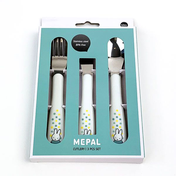 ミッフィー カトラリー セット 3ピース コンフェッティ 白 ベビー キッズ キッチン ナイフ フォーク スプーン