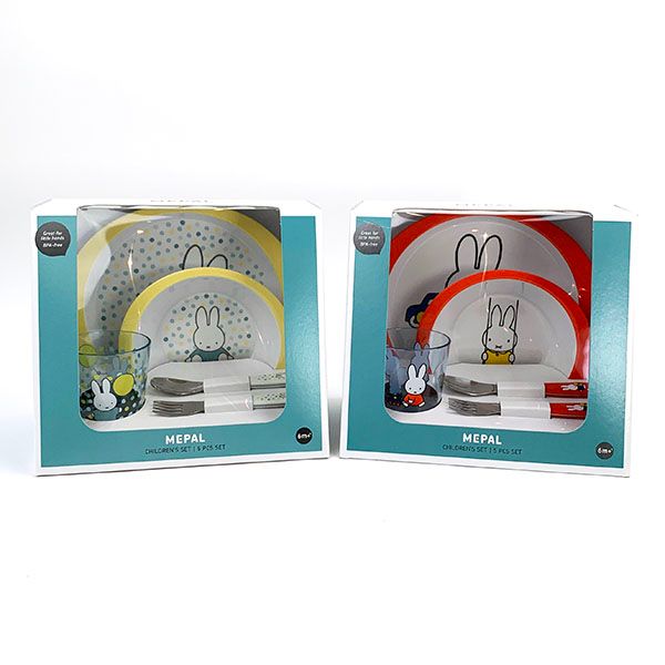 ミッフィー 5ピース チルドレンセット プレイ オレンジ ベビー キッズ フォーク スプーンボウル プレート コップ