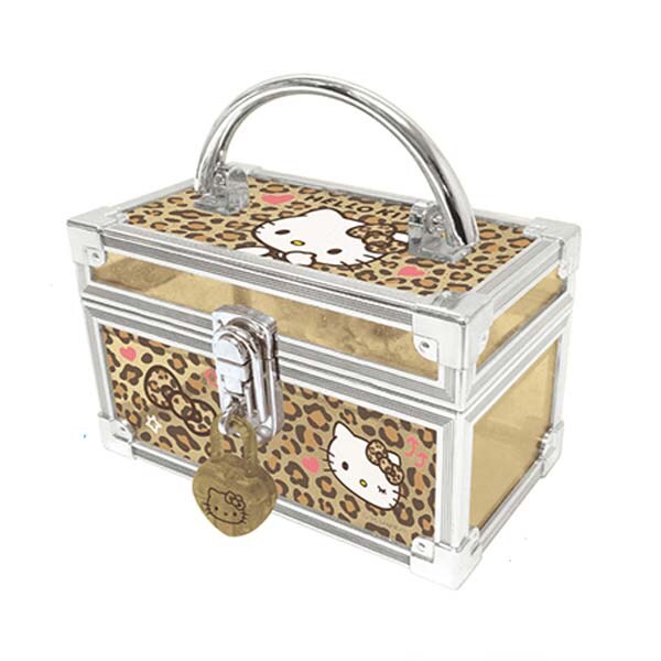 サンリオ ハローキティ 鍵付きミニバニティケース ヒョウ柄 平成レトロ Sanrio