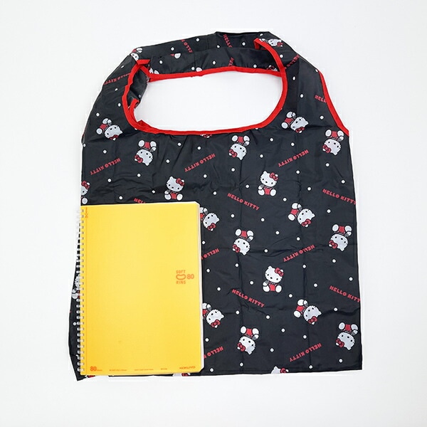 サンリオ ハローキティ ポケット付きエコバッグ かばん お買い物 ブラック