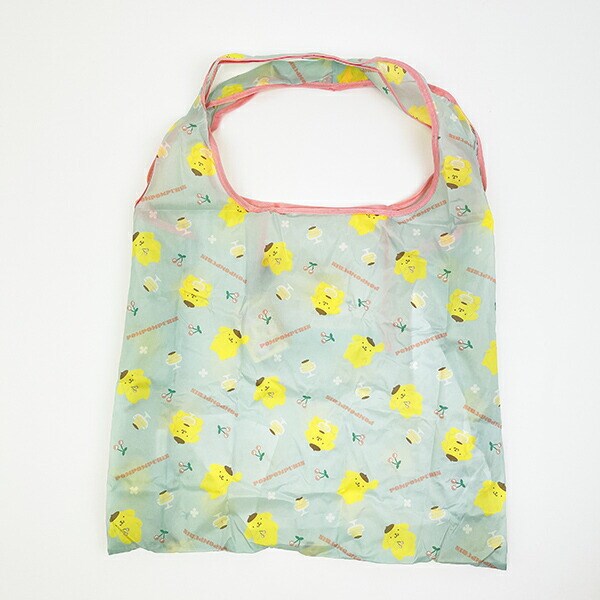 サンリオ ポムポムプリン ポケット付きエコバッグ かばん お買い物 グリーン