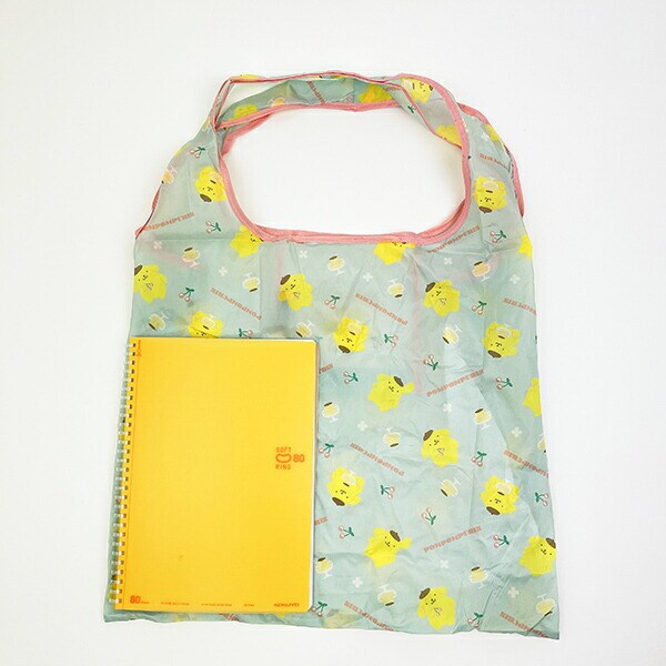 サンリオ ポムポムプリン ポケット付きエコバッグ かばん お買い物 グリーン