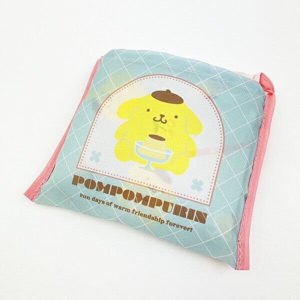 サンリオ ポムポムプリン ポケット付きエコバッグ かばん お買い物 グリーン