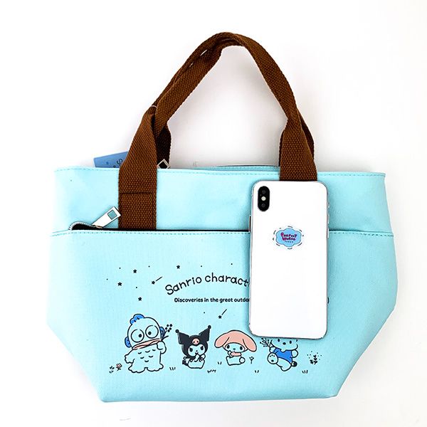 サンリオ サンリオキャラクターズ ポケット付きクーラーバッグ トートバッグ お弁当 ランチ キッチン ブルー