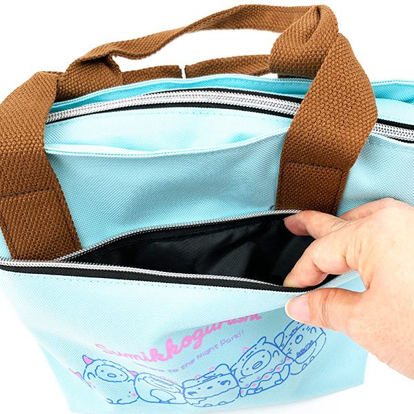 すみっコぐらし ポケット付きクーラーバッグ トートバッグ お弁当 ランチ キッチン ミント