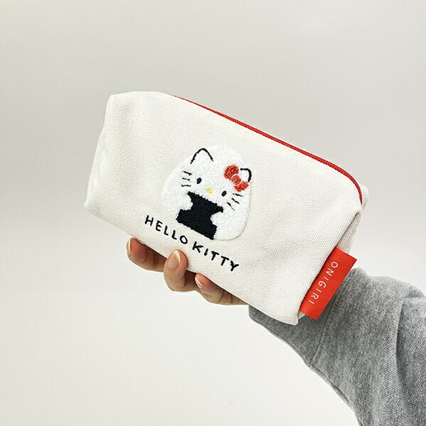 サンリオ ハローキティ 帆布サガラ刺繍スクエアポーチ おにぎりシリーズ  Sanrio