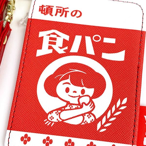 地元パン リール付きパスケース 頓所の食パン 甲斐みのり監修 定期入れ ICカード 学校 オフィス レッド