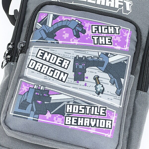 マインクラフト エンダードラゴン ポケット付きショルダーバッグ グレー