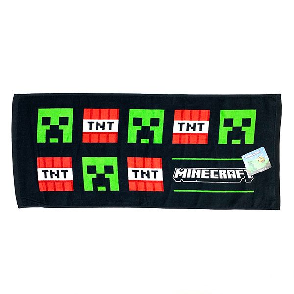マインクラフト Minecraft タオルＭ クリーパー&TNT火薬 マイクラ フェイスタオル ブラック