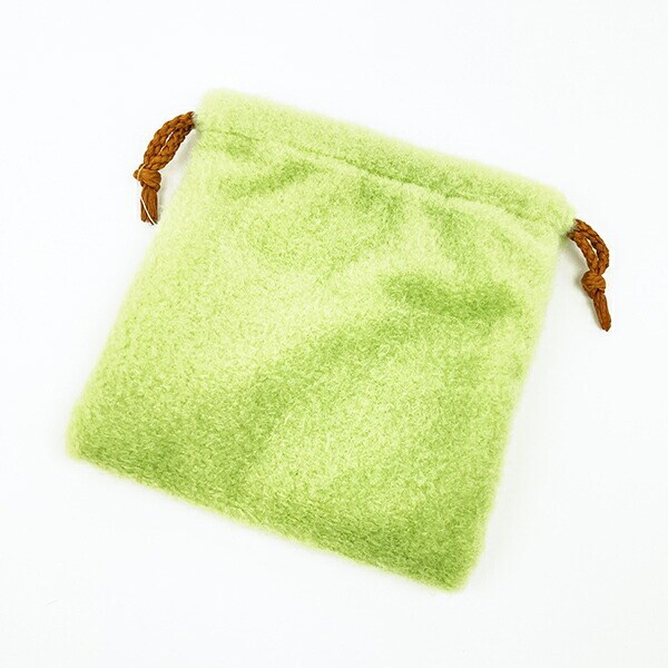 お茶犬 リョク フェイス巾着 ふわふわシリーズ