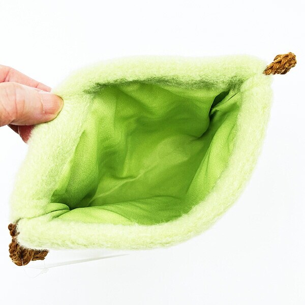 お茶犬 リョク フェイス巾着 ふわふわシリーズ