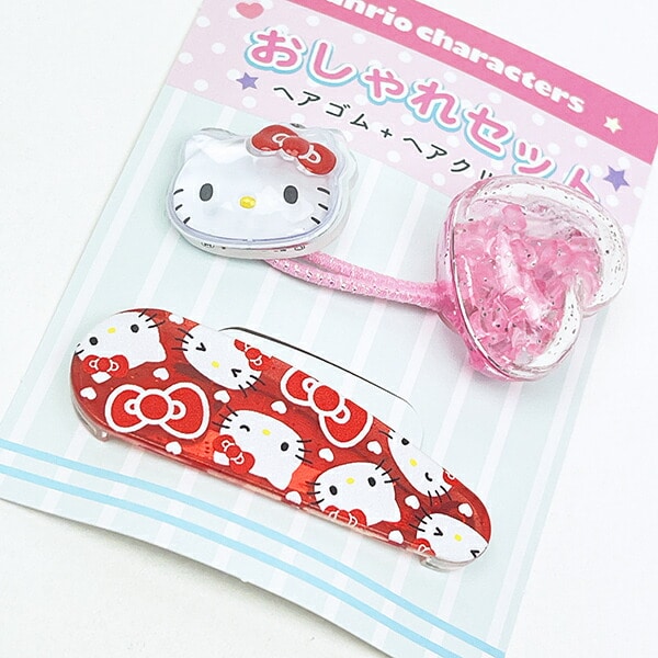 サンリオ ハローキティ おしゃれセット (ヘアゴム＆ヘアクリップ) 日本製 Sanrio