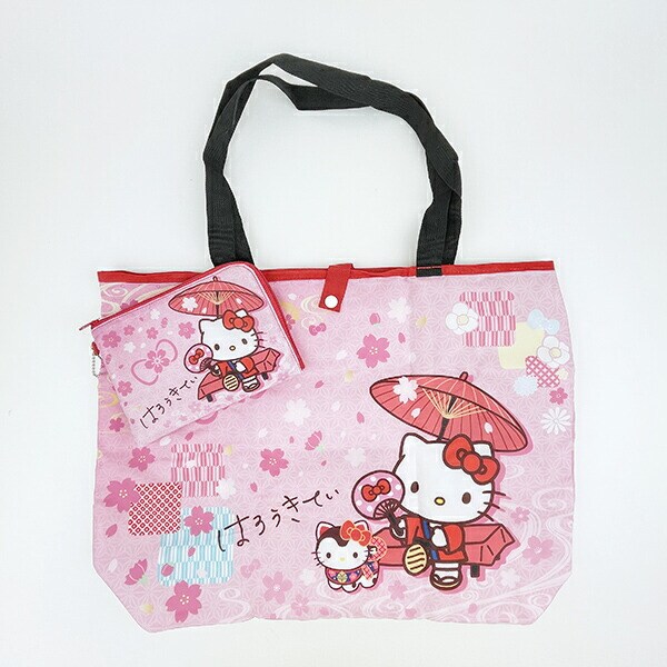 サンリオ ハローキティ 折りたたみエコバッグ 和雑貨シリーズ ピンク Sanrio