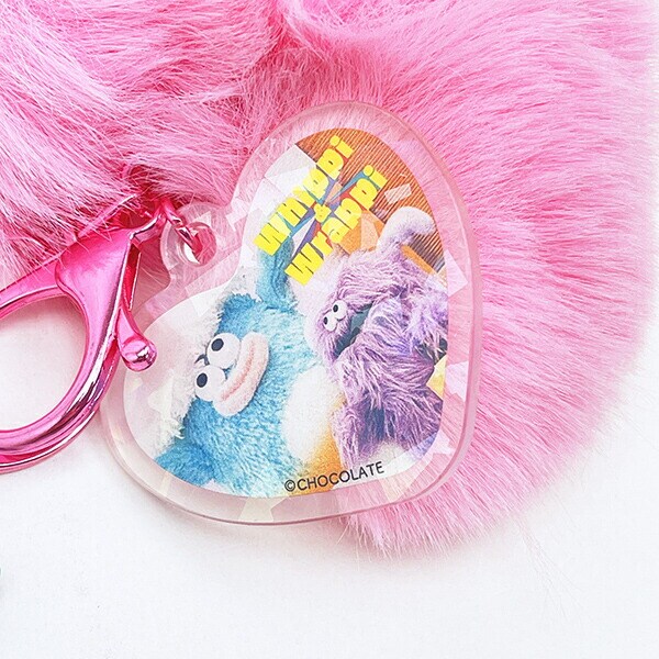 ホイッピ&ラッピ ハート型ファーキーホルダー ピンク Whippi＆Wrappi