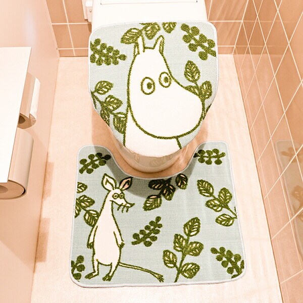 ムーミン トイレタリー2点セット (トイレマット・蓋カバーセット) インザリーフ MOOMIN
