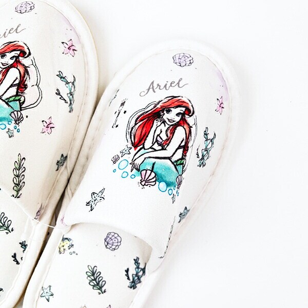 ディズニー アリエル シーサイドカラー スリッパ 約22cm～24cm対応 ルームシューズ ホワイト Disney