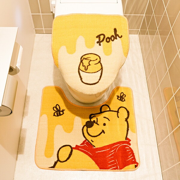 ディズニー くまのプーさん トイレタリー2点セット (トイレマット・蓋カバーセット) ハニーライフ Disney
