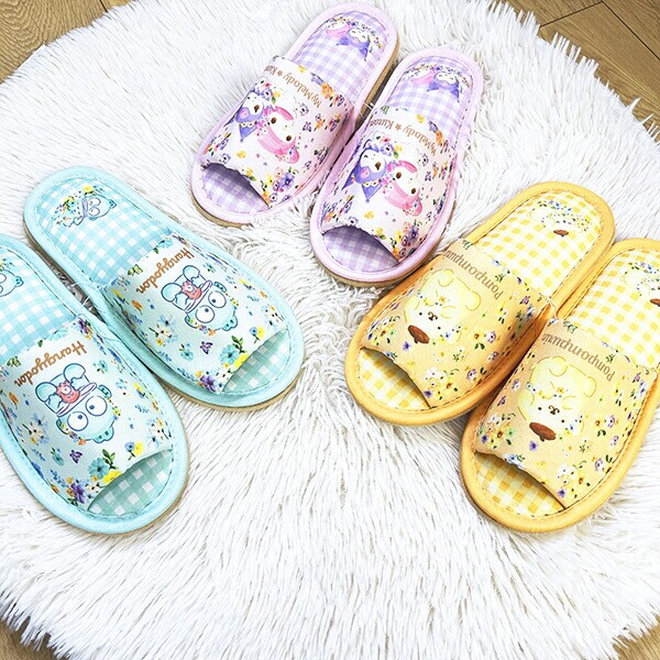 サンリオ ポムポムプリン スリッパ フラワーガーデン イエロー Sanrio