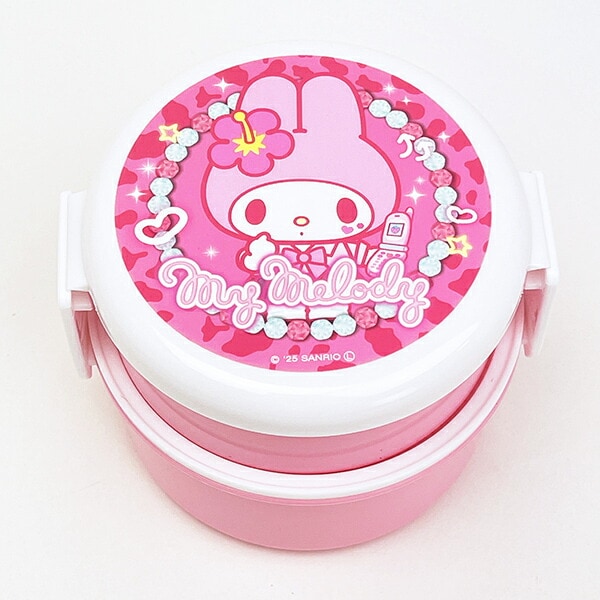サンリオ マイメロディ 丸型ランチボックス2段(フォーク付き) お弁当箱 日本製 Sanrio