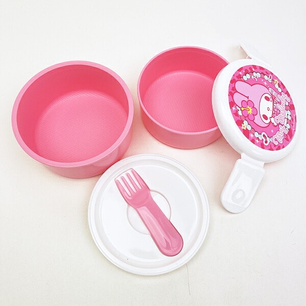 サンリオ マイメロディ 丸型ランチボックス2段（フォーク付き） お弁当箱 日本製 Sanrio