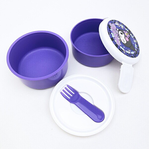 サンリオ クロミ 丸型ランチボックス2段（フォーク付き） お弁当箱 日本製 Sanrio