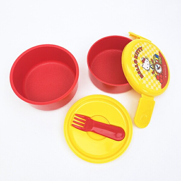 サンリオ ハローキティ 丸型ランチボックス2段（フォーク付き） お弁当箱 日本製 Sanrio