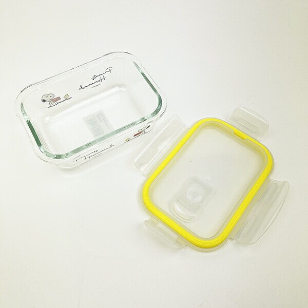 スヌーピー 水彩 耐熱ガラス製 4点ロック 保存容器 キッチン SNOOPY