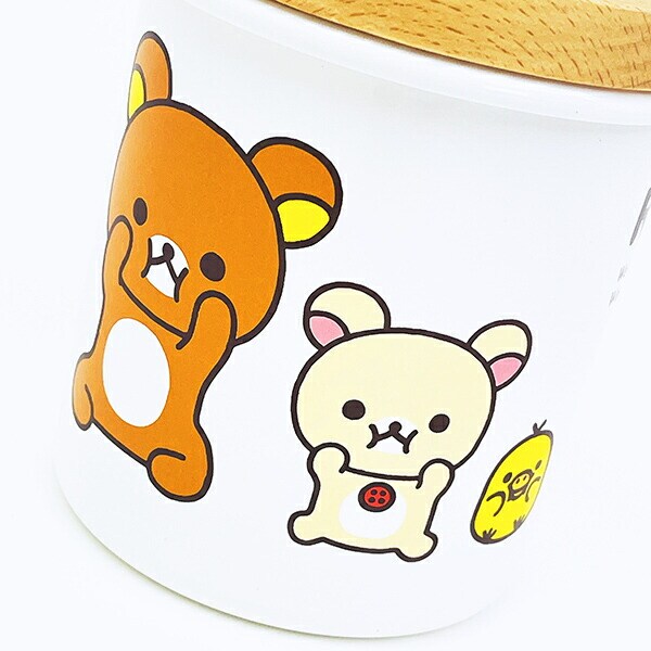 リラックマ マスコット付木蓋 ホーローキャニスター(750ml) キッチン