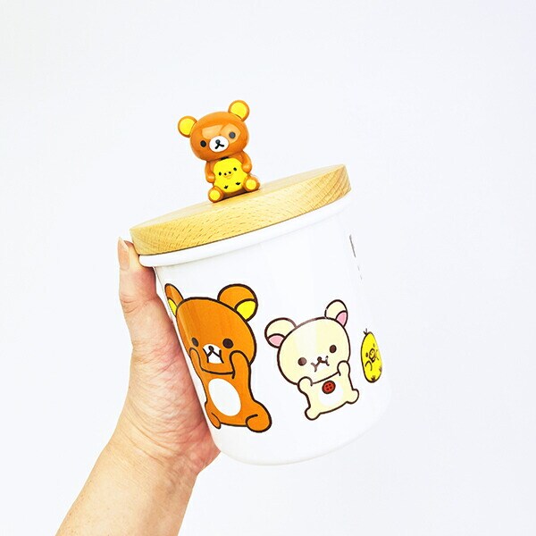 リラックマ マスコット付木蓋 ホーローキャニスター(750ml) キッチン