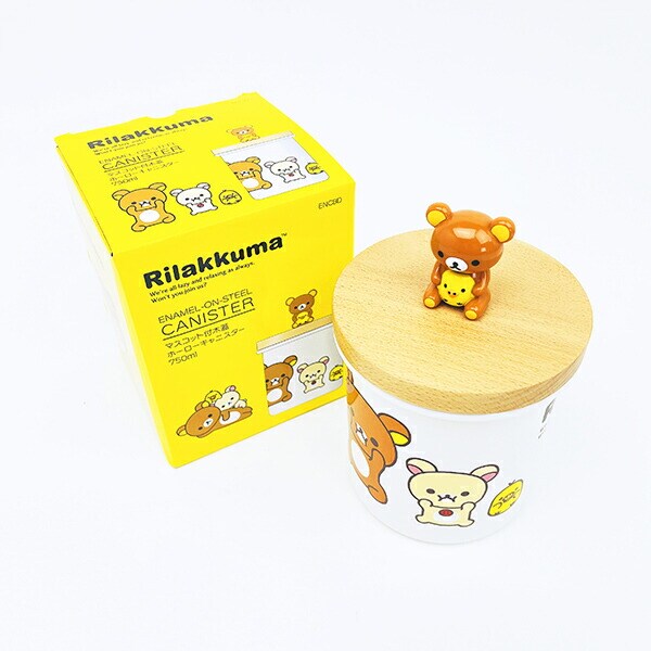 リラックマ マスコット付木蓋 ホーローキャニスター(750ml) キッチン