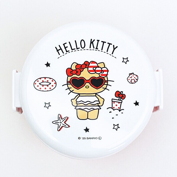 サンリオ 日焼け キティ 丸型ランチボックス2段(フォーク付) ランチ 日本製 Sanrio
