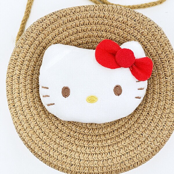サンリオ ハローキティ ストロー素材ラウンド製ショルダーバッグ かごバッグ Sanrio