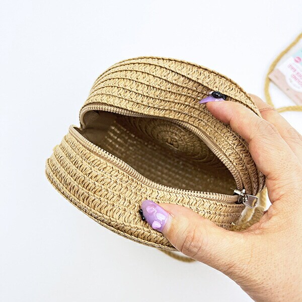 サンリオ ハローキティ ストロー素材ラウンド製ショルダーバッグ かごバッグ Sanrio