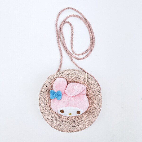 サンリオ マイメロディ ストロー素材ラウンド製ショルダーバッグ かごバッグ Sanrio