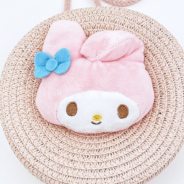 サンリオ マイメロディ ストロー素材ラウンド製ショルダーバッグ かごバッグ Sanrio