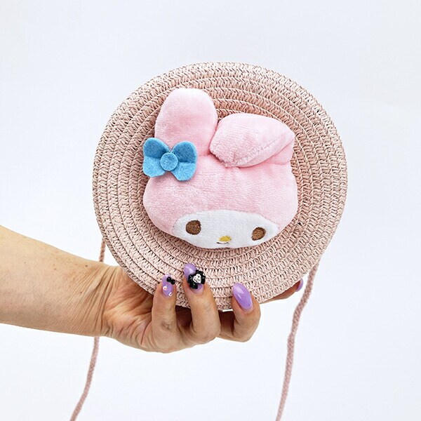 サンリオ マイメロディ ストロー素材ラウンド製ショルダーバッグ かごバッグ Sanrio