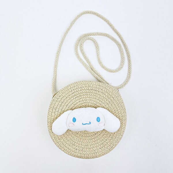 サンリオ シナモロール ストロー素材ラウンド製ショルダーバッグ かごバッグ シナモン Sanrio