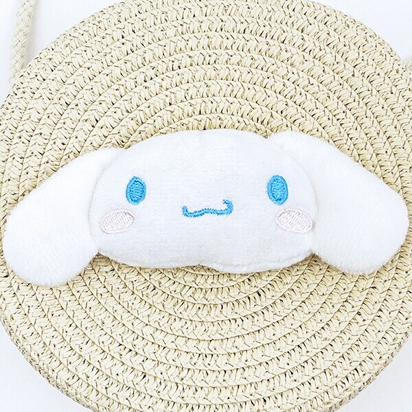 サンリオ シナモロール ストロー素材ラウンド製ショルダーバッグ かごバッグ シナモン Sanrio