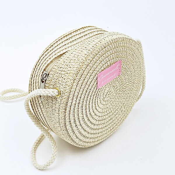 サンリオ シナモロール ストロー素材ラウンド製ショルダーバッグ かごバッグ シナモン Sanrio