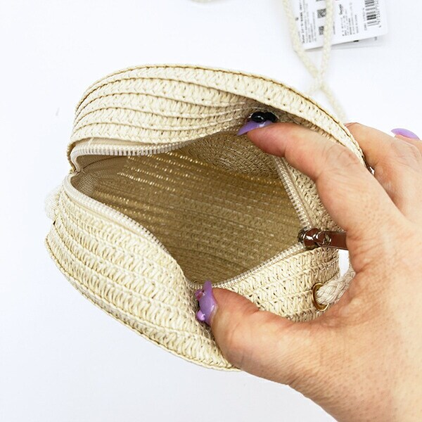 サンリオ シナモロール ストロー素材ラウンド製ショルダーバッグ かごバッグ シナモン Sanrio