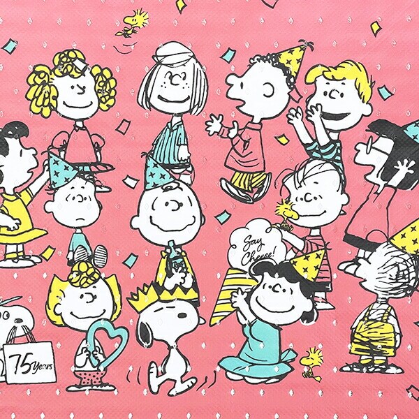 スヌーピー 不織布ランチバッグ ピンク ランチ PEANUTS 75th Anniversary SNOOPY