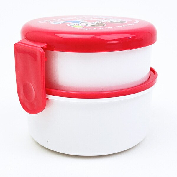 ペコちゃん ポコちゃん 丸型ランチボックス2段(フォーク付き) おかし 弁当箱 日本製 不二家