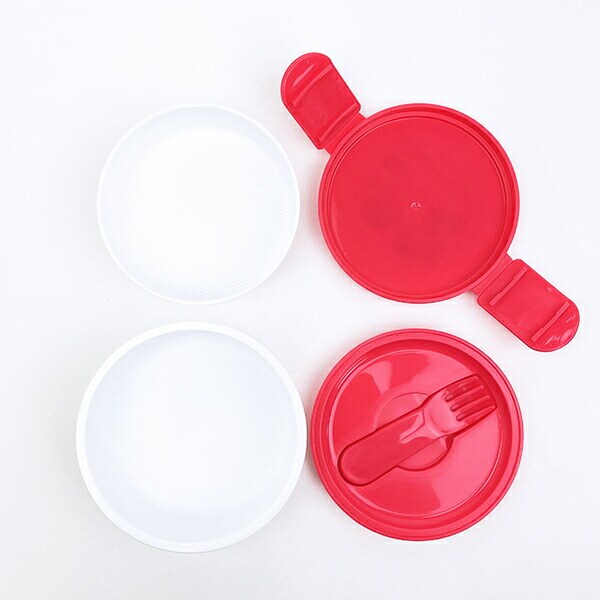 ペコちゃん ポコちゃん 丸型ランチボックス2段(フォーク付き) おかし 弁当箱 日本製 不二家