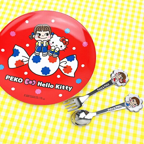サンリオ ハローキティ × 不二家 ペコちゃん ステンレス子供スプーン(ダイカット) カトラリー 不二家 キッズ Sanrio