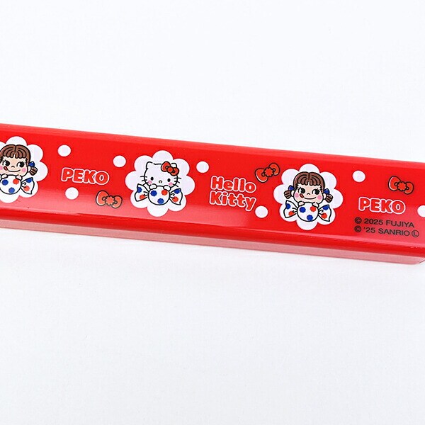サンリオ ハローキティ × 不二家 ペコちゃん 抗菌食洗機対応スライド箸＆箸箱セット(名入れスペース付箸入り) ランチ 日本製